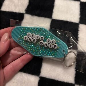 Car keychain handmade by me jewelled keychain double sided